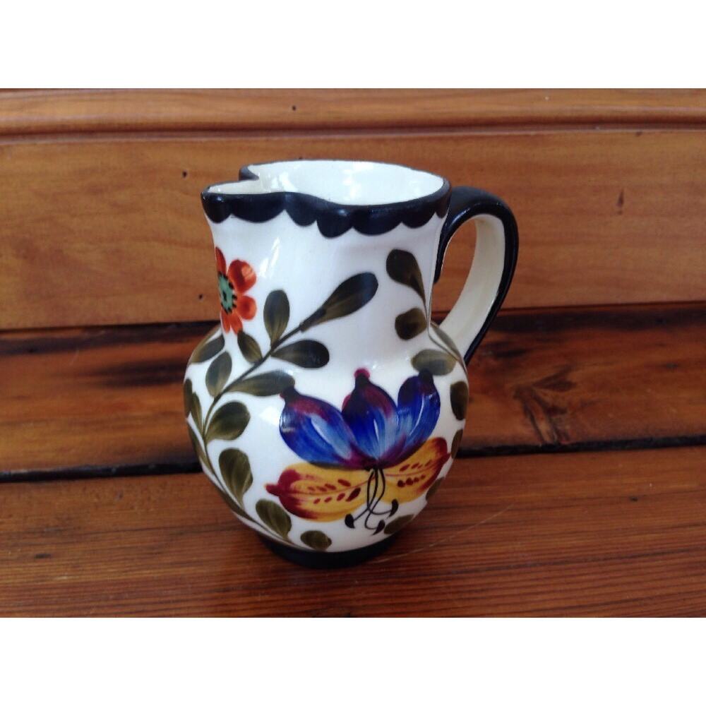 Vintage Czech Erphila Art Pottery Handpainted Small Pitcher Creamer Folk Art